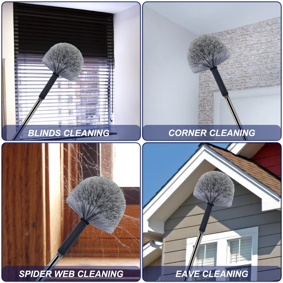 Grey Corner Cobweb Duster Head Brush – High Efficiency Twist-On Spider Web Brush