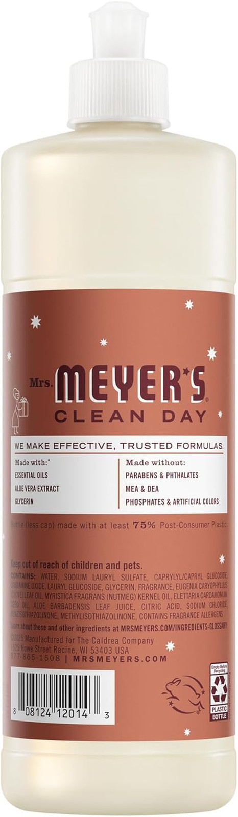 Mrs Meyers Liquid Dish Soap Gingerbread Scent Limited Holiday 16oz 3-Pack