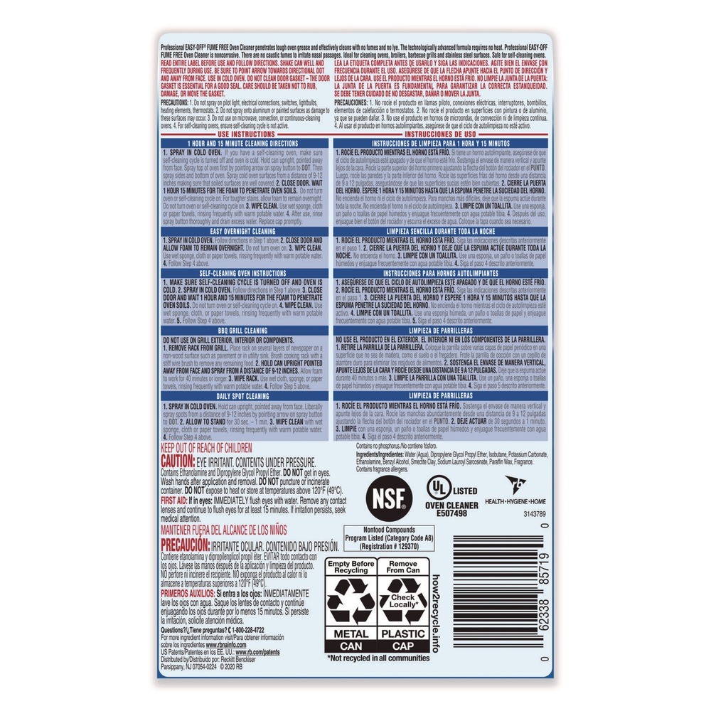 Professional EASY-OFF 85260EA 24 oz. Fume-Free Max Foam Oven Cleaner – Lemon New