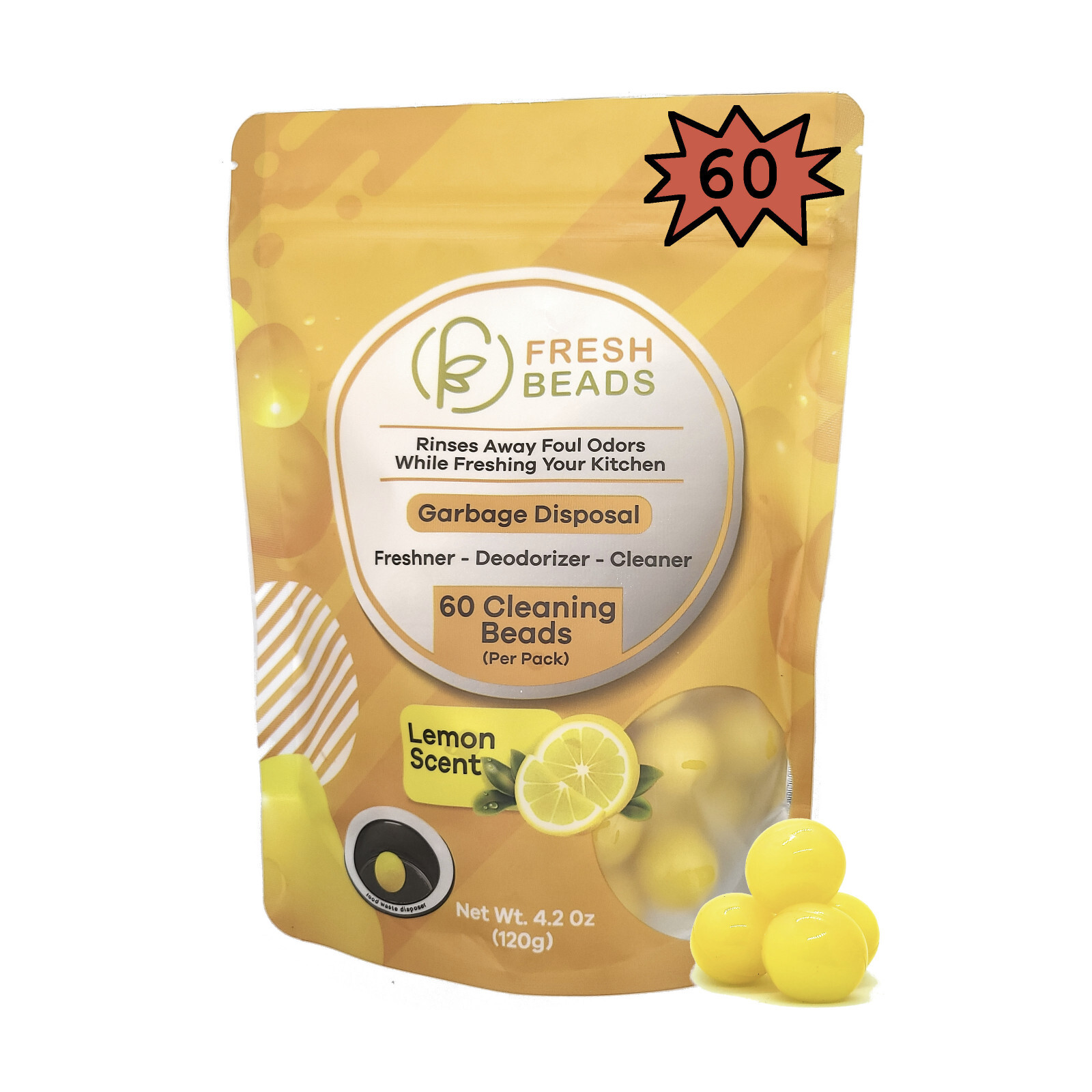 60-Count Sink Garbage Disposal Cleaner, Freshener & Deodorizer Lemon Scent Capsu