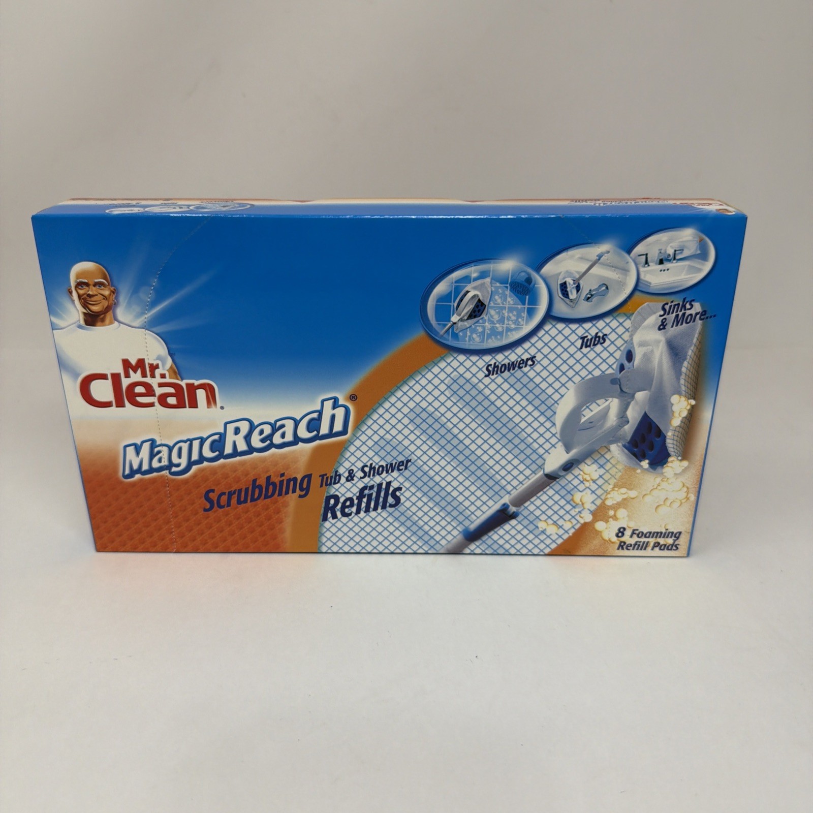 Mr. Clean Magic Reach Scrubbing Tub And Shower 8 Foaming Refill Pads NEW 2011