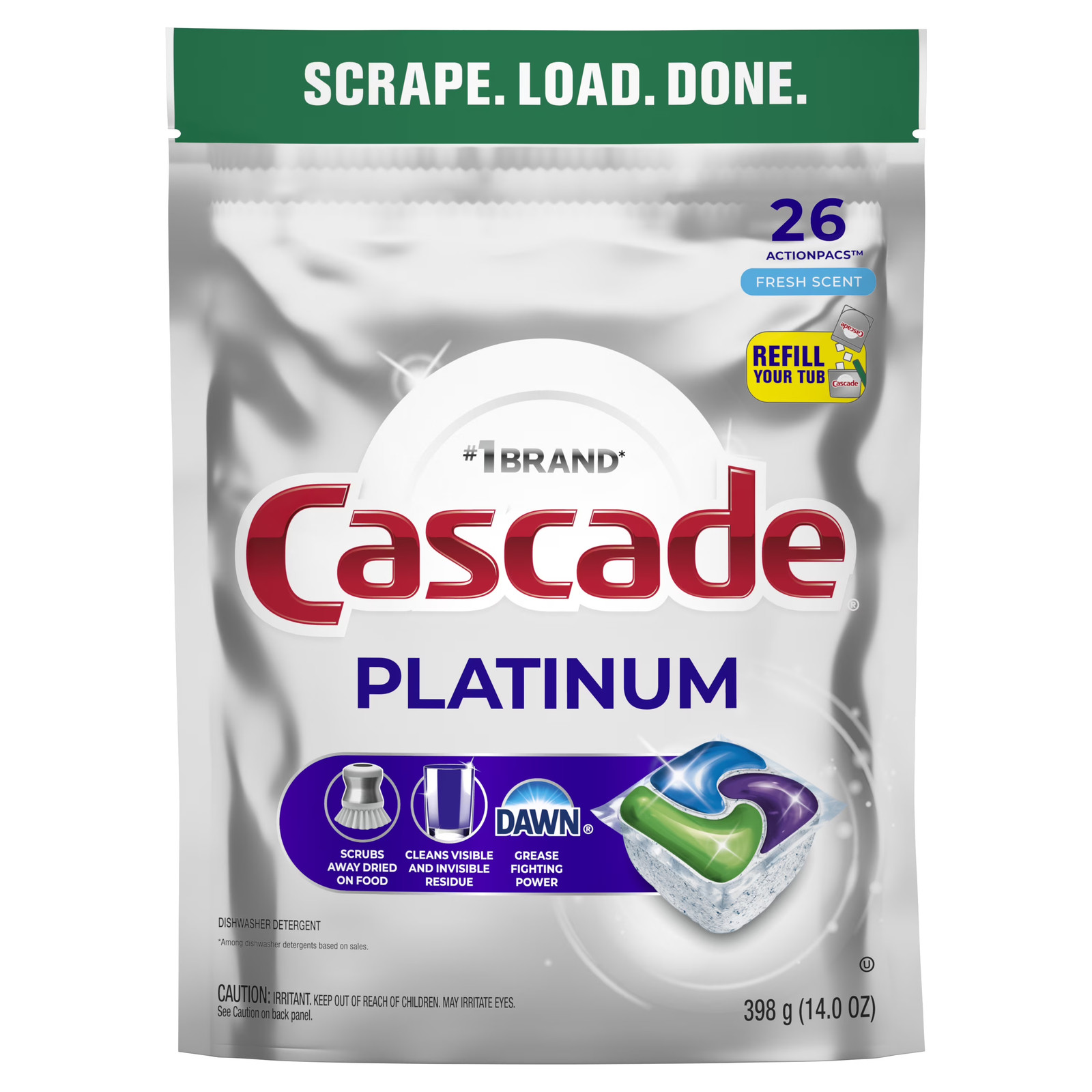 Platinum Dishwasher Pods, Dishwasher Detergent Soap Tabs, Fresh, 26 Count