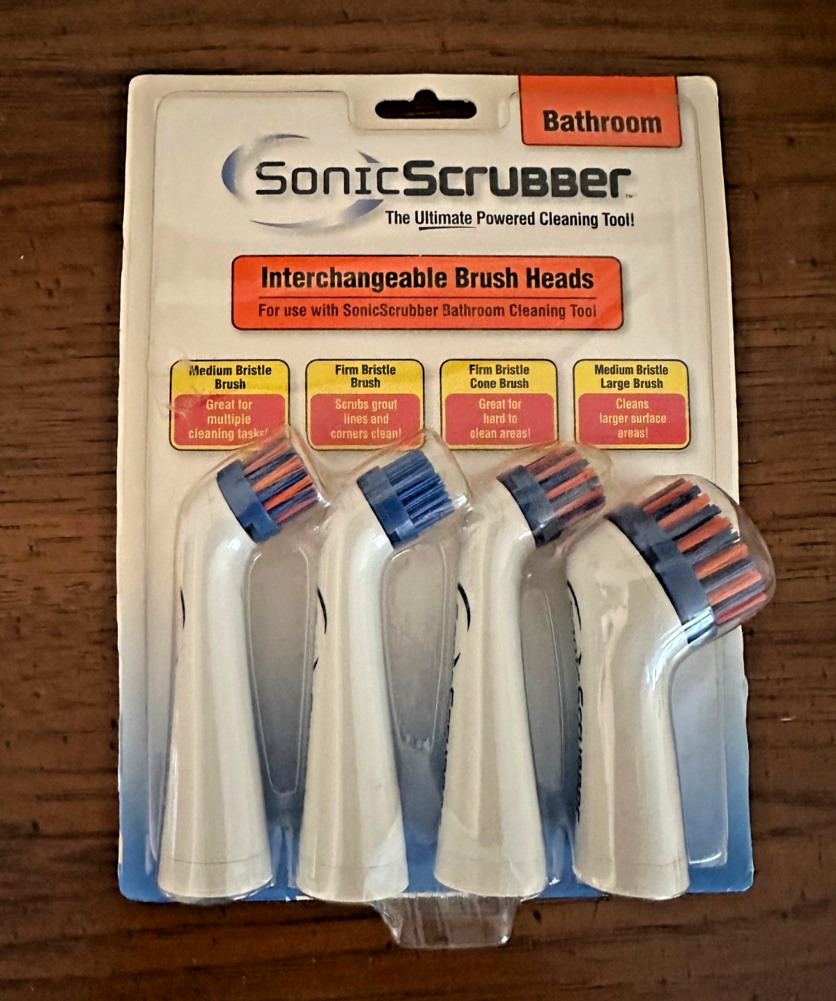 Sonic Scrubber Power Cleaner Interchangeable Bathroom Brush Heads 4 Count