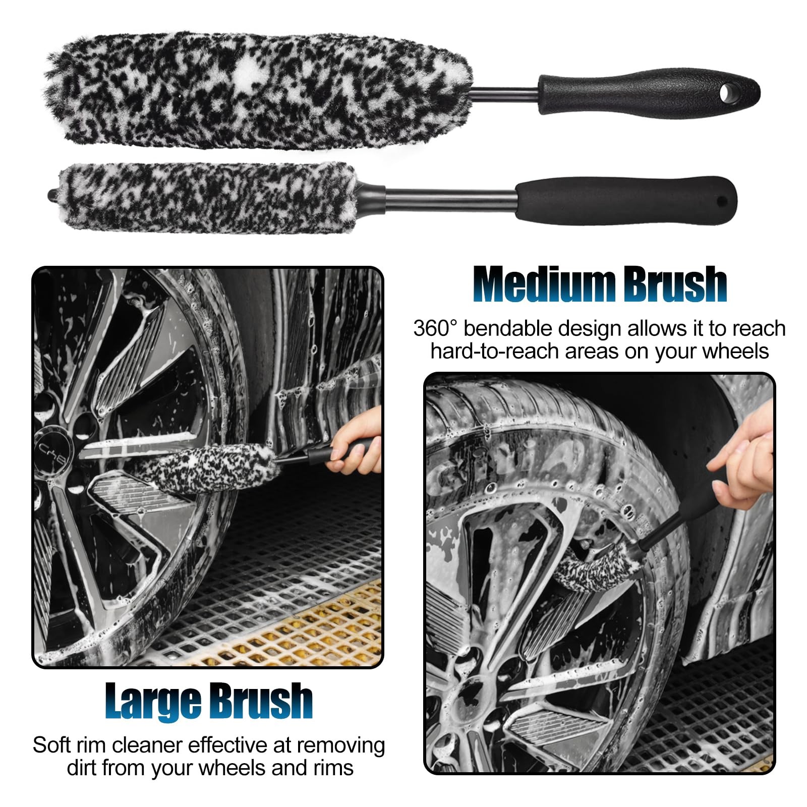 8Pcs Wheel Brush, Tire Brush, Wheel Cleaner Brush Set – 2 Soft Wheel Cleaning…