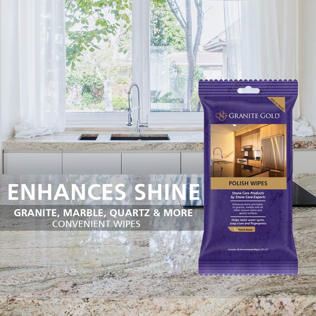 Polish Wipes Streak-Free Shine for Granite, Quartz, Marble, Travertine, Natural