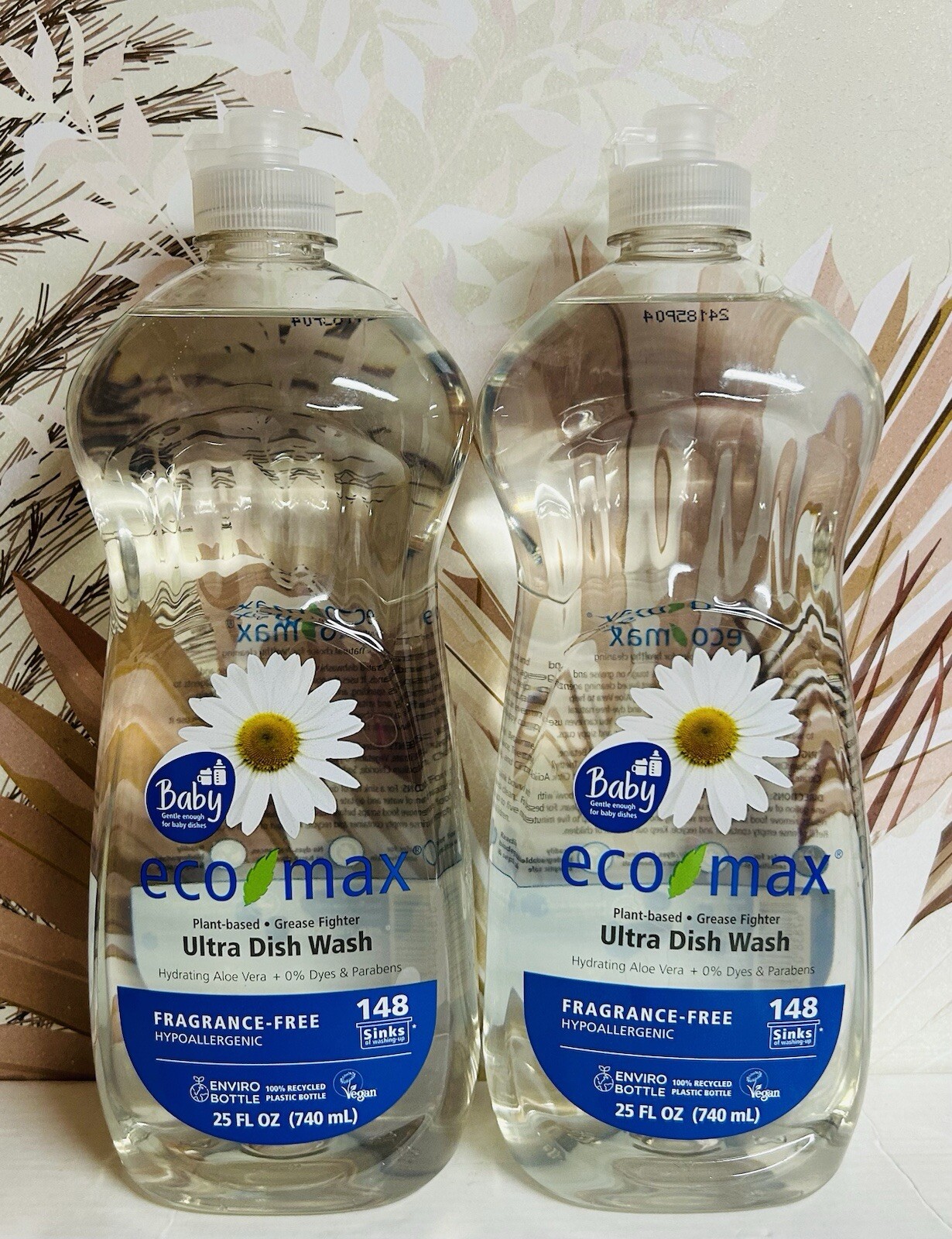 2-Pack Eco Max ~ Ultra Dish Wash with Aloe Vera ~ Fragrance-free 25 fl oz Each