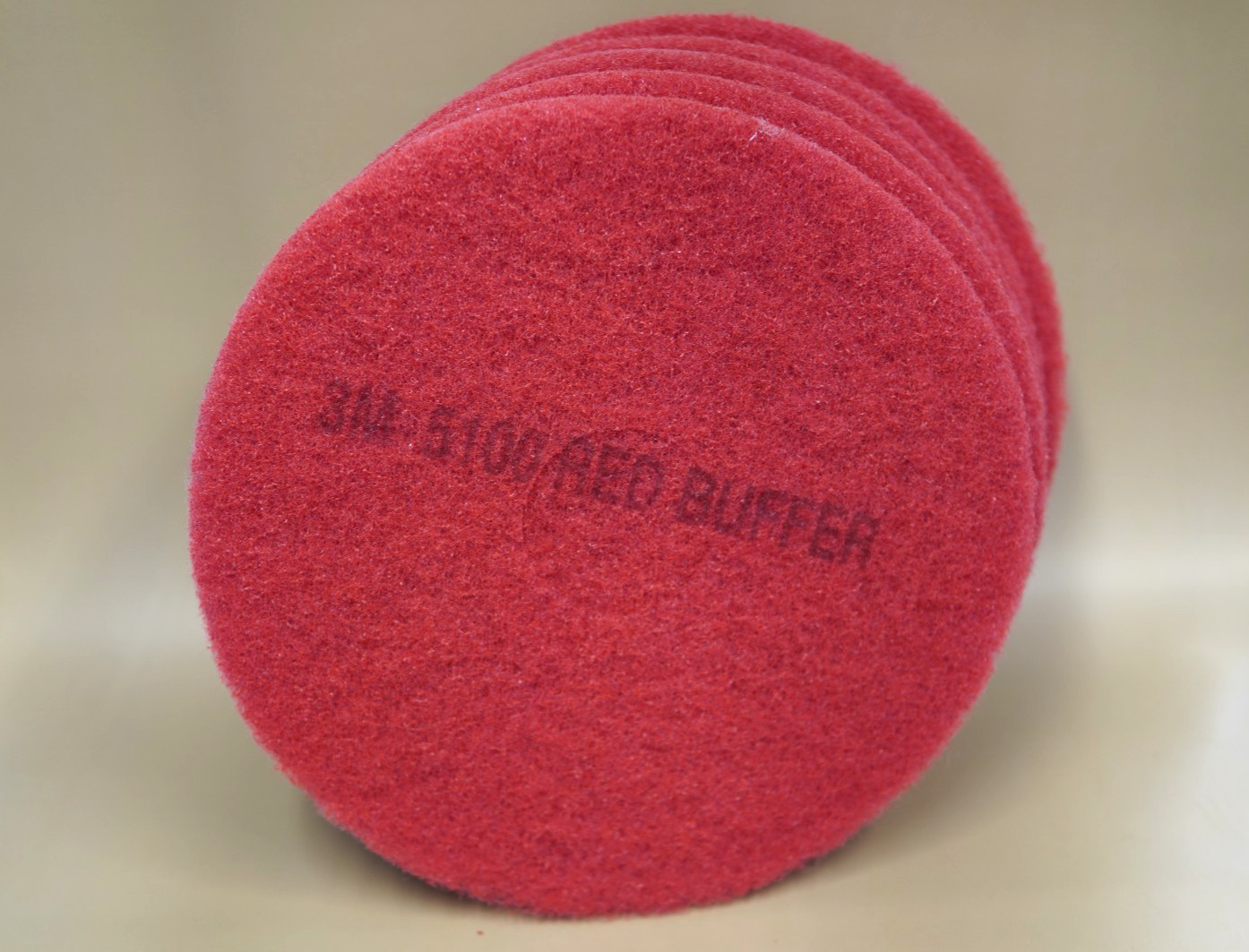 5-Pack 3M 5100 14in Red Buffer Pads 3-1/4” Center Hole