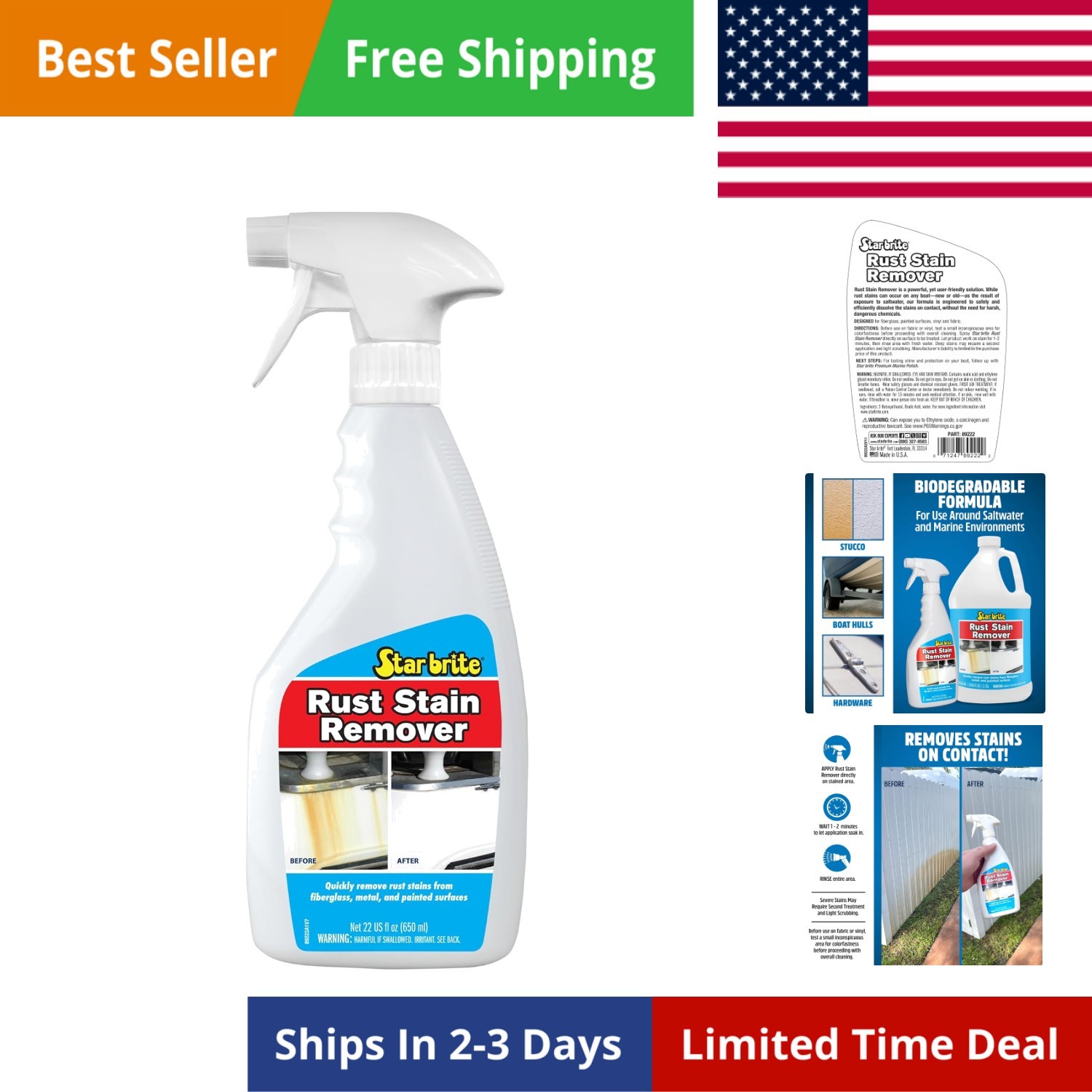 Rust Stain Remover Spray – Instantly Dissolve Corrosion Stains on Fiberglass,…