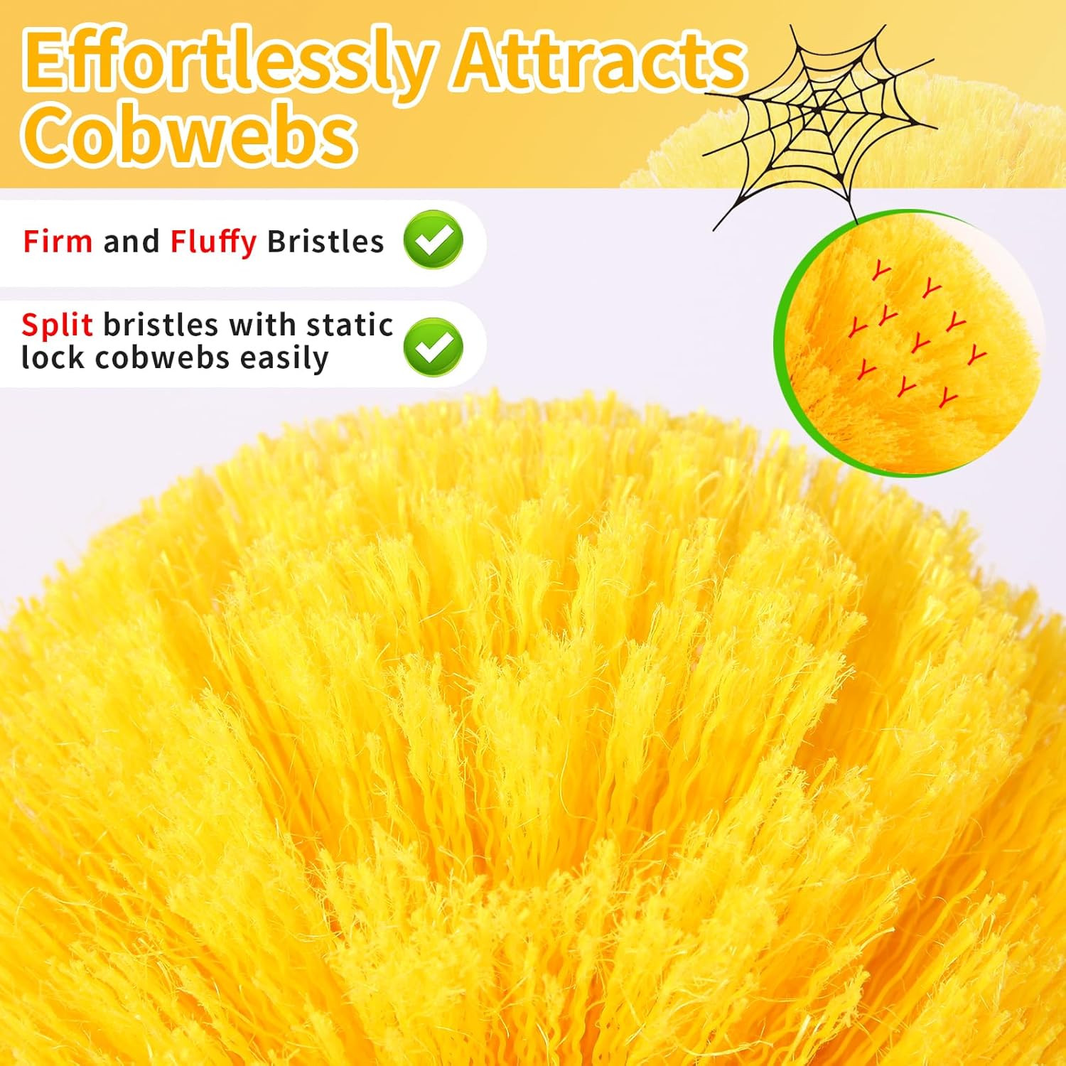 Spider Web Brush with Pole – 4Ft Cobweb Duster with Extension Pole & 2
