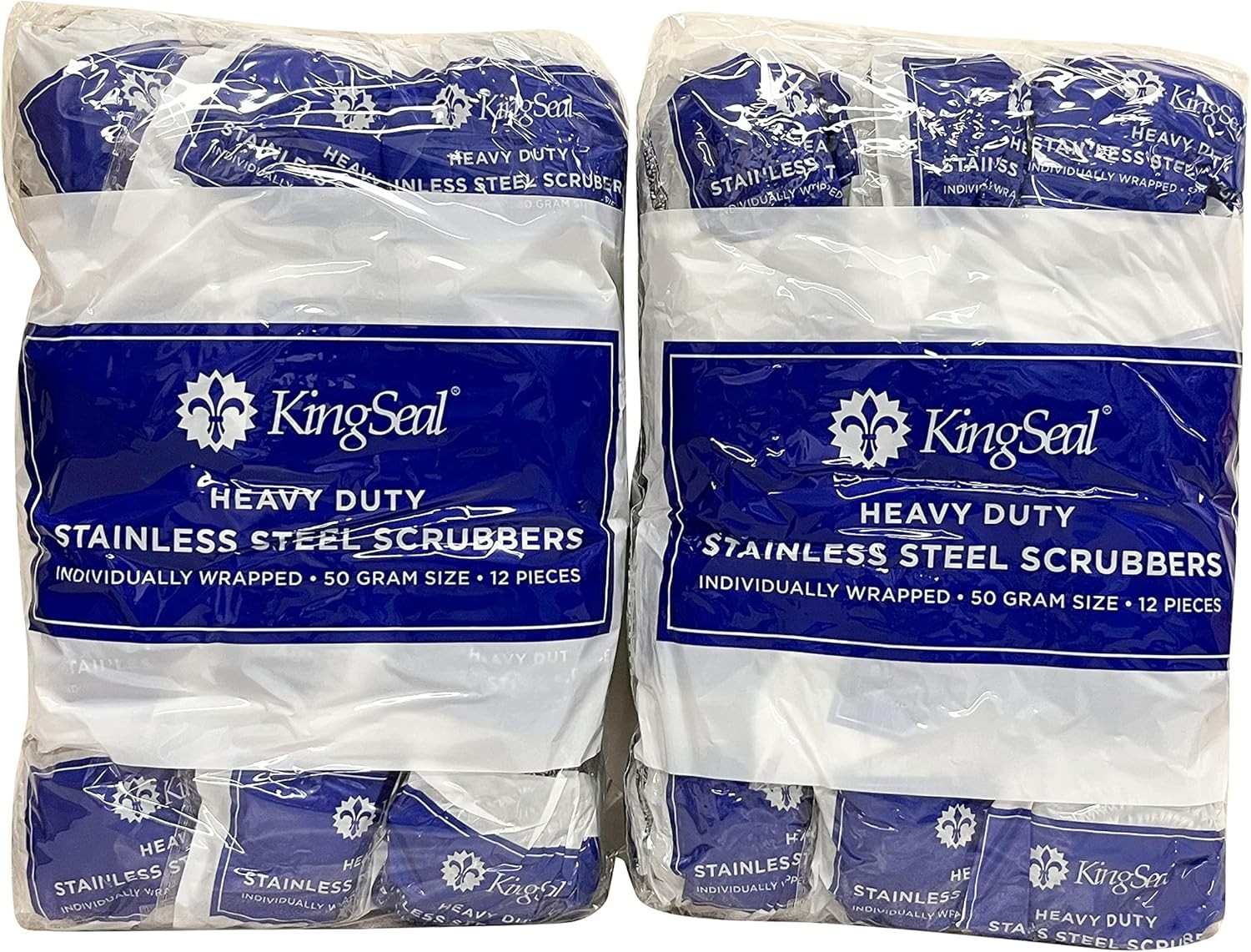 24 Count Stainless Steel Scrubbers Scrub Pads Heavy Duty 50 gram Weight