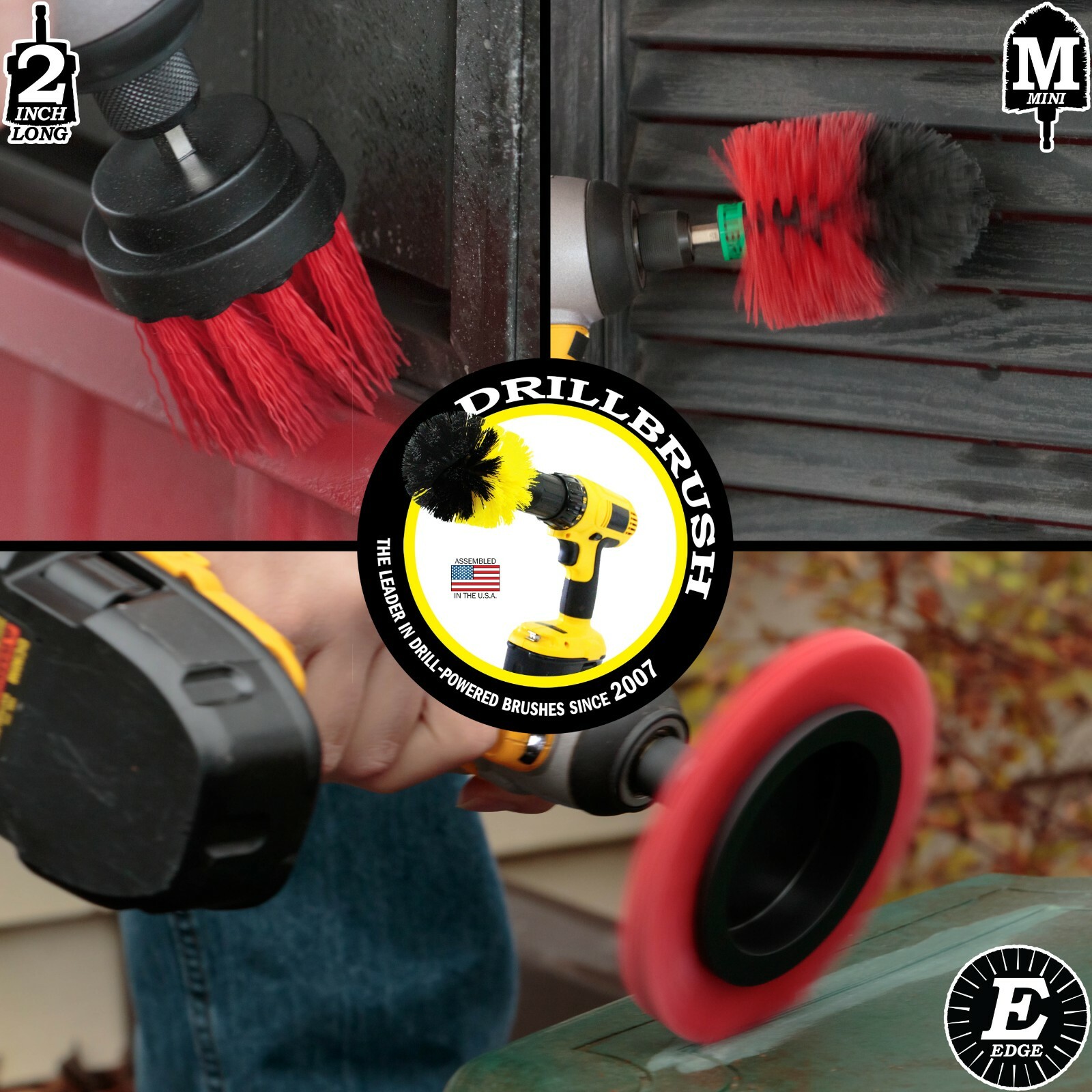 Garden, Patio, and Deck Cleaning – Drill Brush Attachments for Scrubbing Concret