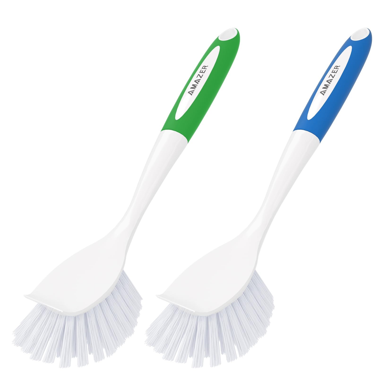 Dish Brush with Handle, 2 Pack Kitchen Scrub Brushes for Cleaning, Dish Scrub…