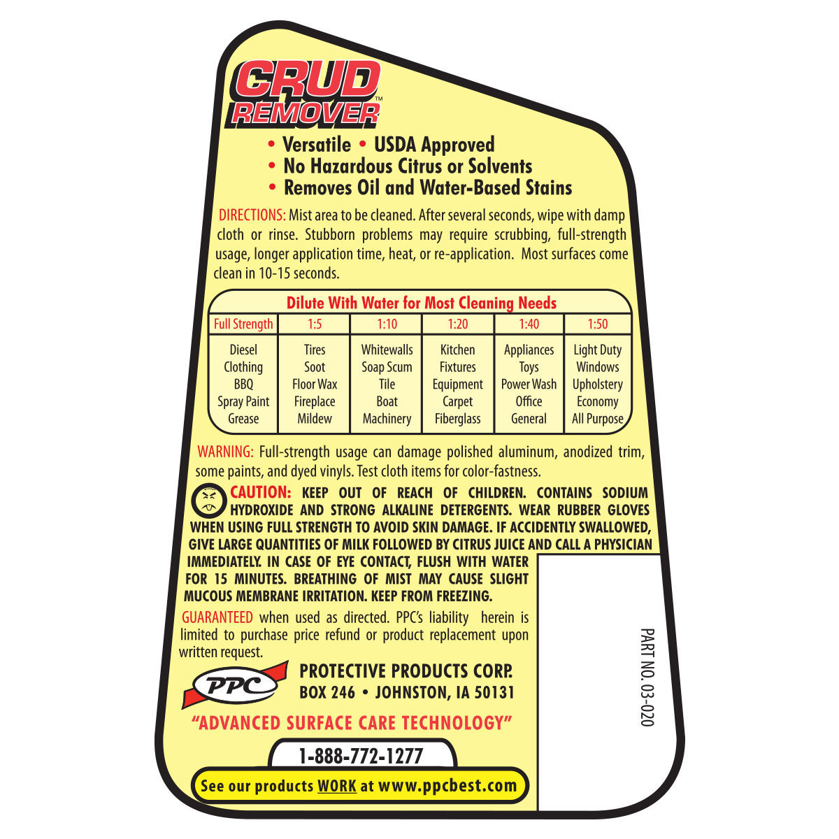 PPC Crud Remover 03-020 20 oz Bottle Protective Prodcts