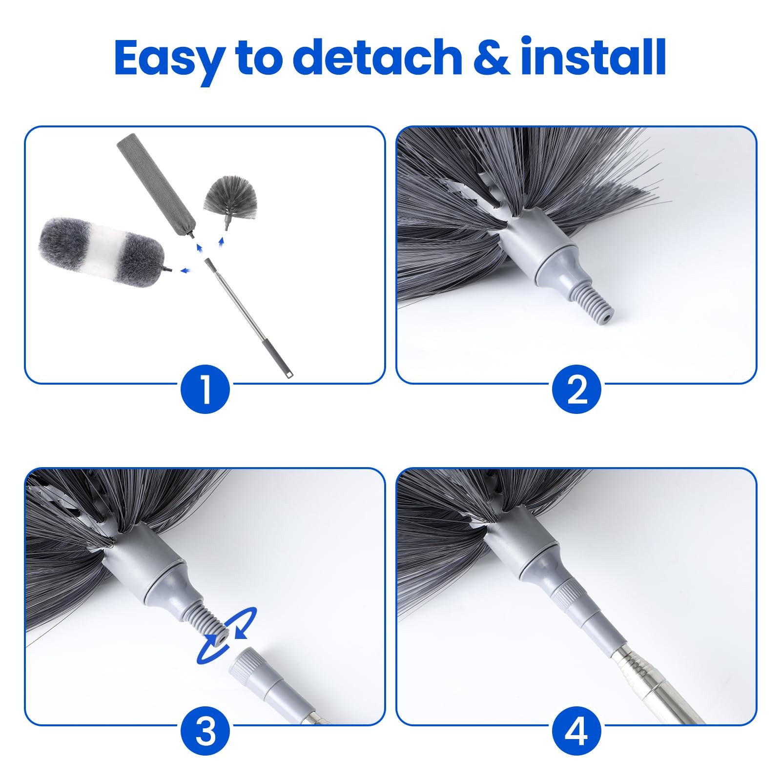 Microfiber Dusters with Extension Pole Washable Dusters Long Feather Duster