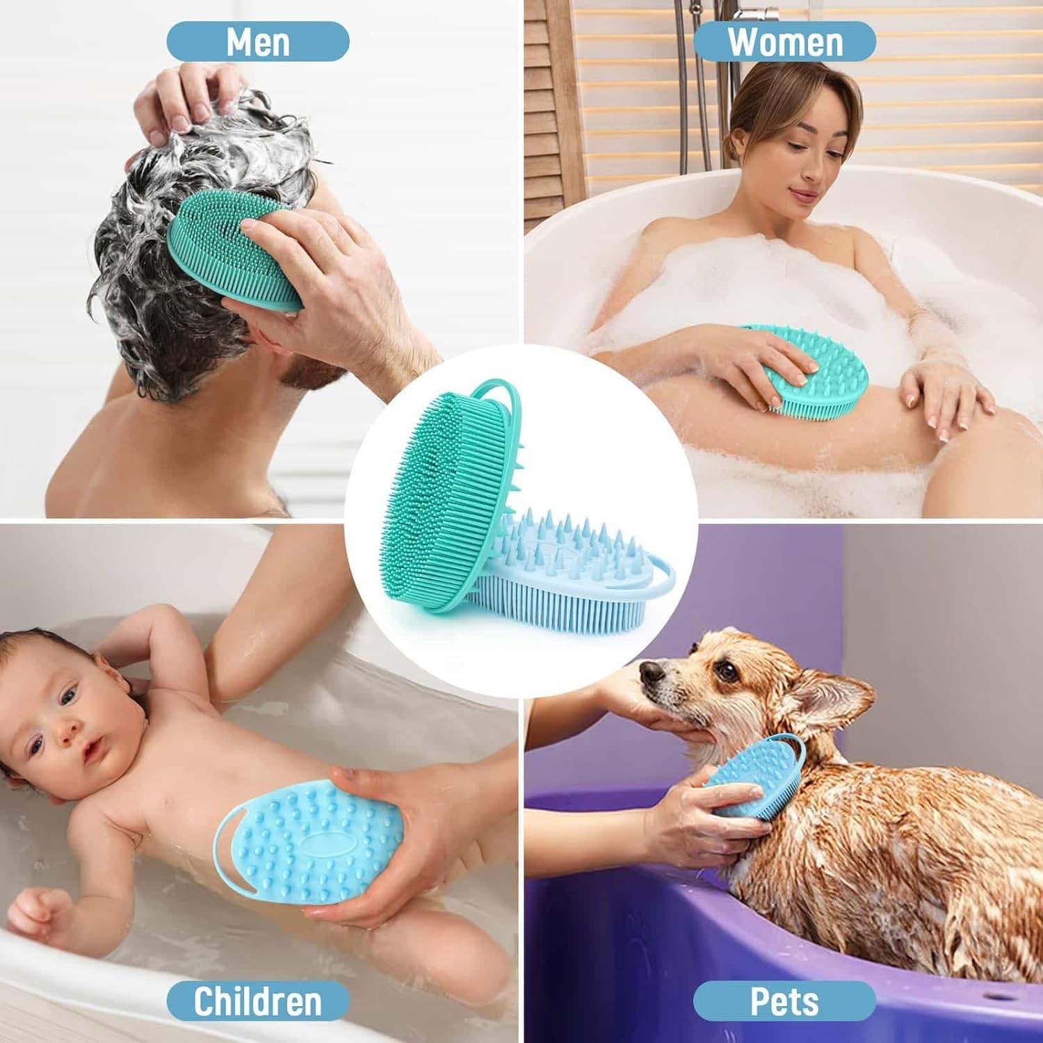 Silicone Body Scrubber, Premium Silicone Loofah for Women Men and Kids,