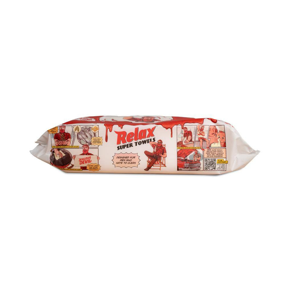 50-Ct Relax Super Towels – XL Grease Destroying Multi-Purpose BBQ Grill Wipes –