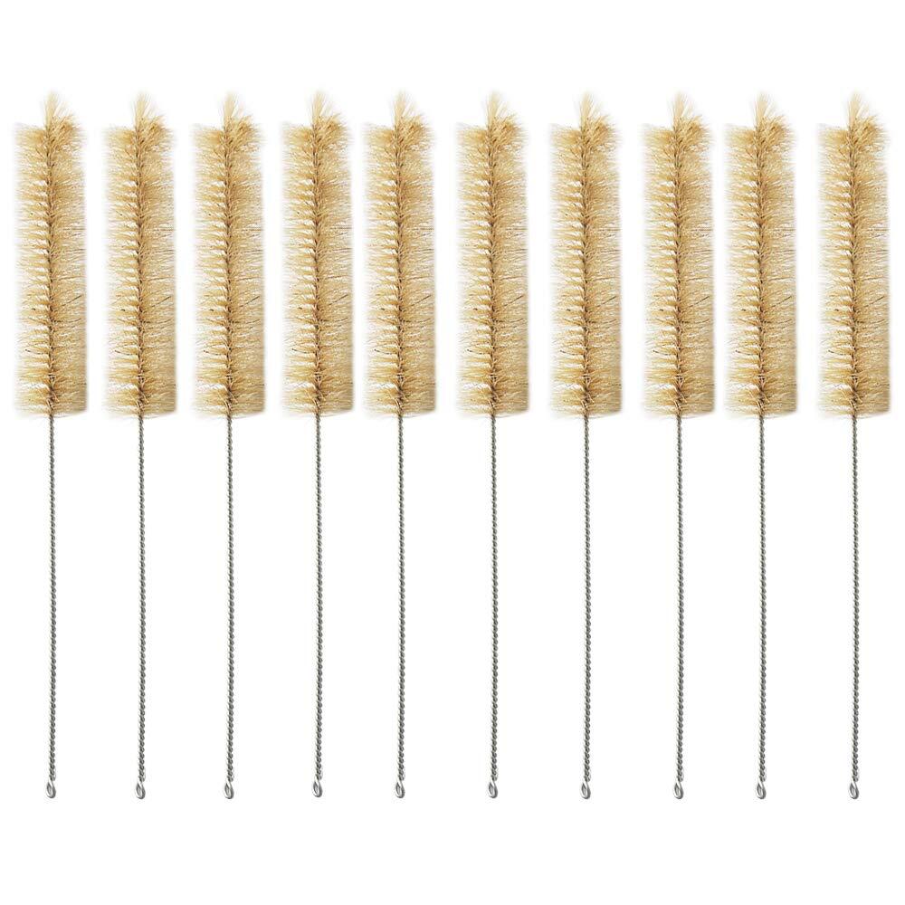 10 Pcs Tube Bottle Wash Cleaning Brush, Tan Bristles Radial Tip for Lab Set