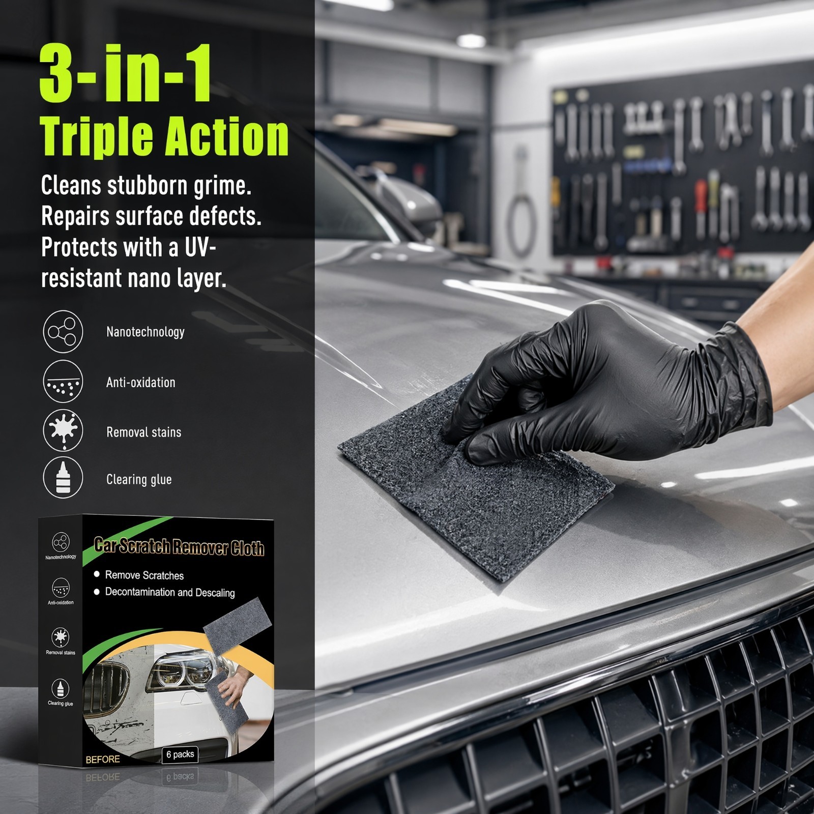 Nano Polix Car Scratch Remover Cloth 6 Packs – Auto Paint Scratch Repair Towel