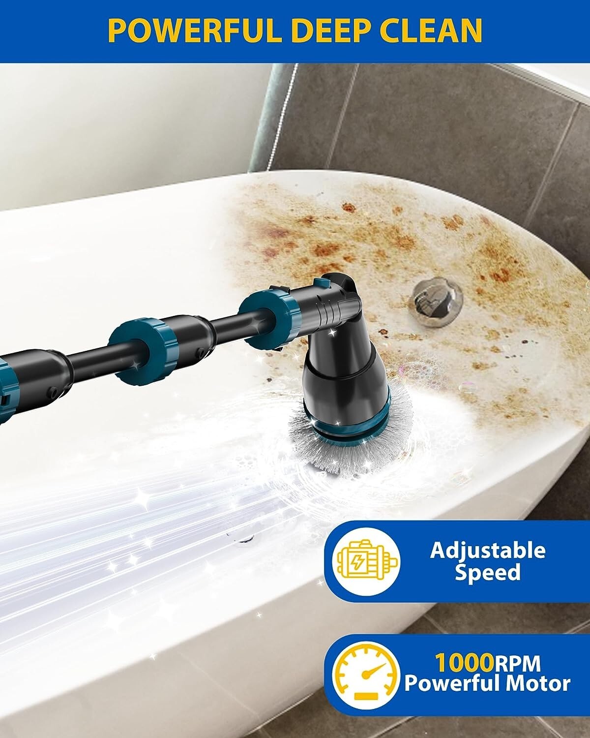 Bei&Hong Electric Spin Scrubber 1000rpm Cordless with Lithium Battery
