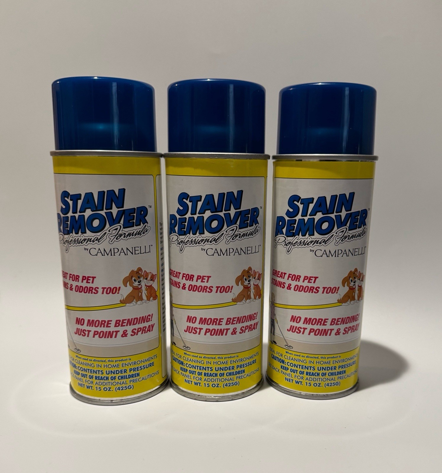 Lot of 3 Campanelli Professional Stain Remover Point & Spray 15 oz Pet Odors New