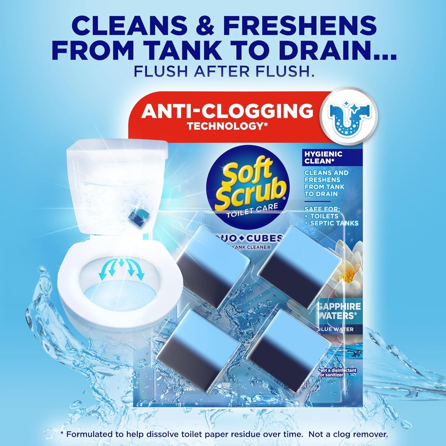 Sapphire Waters In-Tank Toilet Cleaner Duo-Cubes – Freshens & Cleans (4 Count)