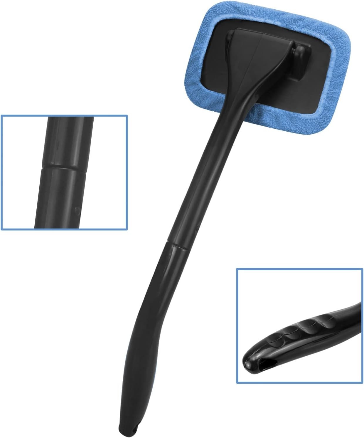 Multi-Use Windshield Cleaner with Extendable Handle & 4 Reusable Microfiber Pads