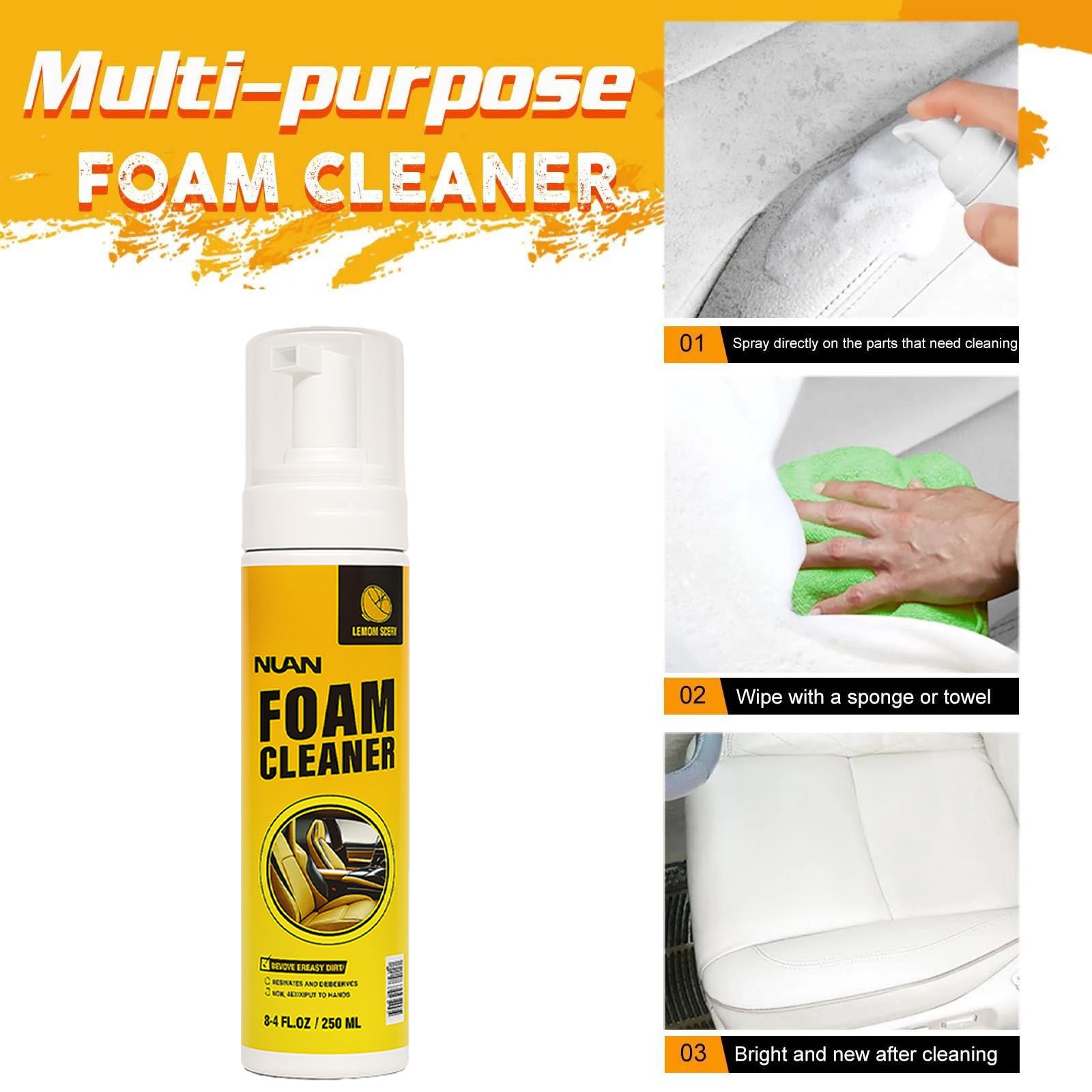 250ml Foam Cleaner Multipurpose All-Purpose Household Cleaners for Car & Kitchen