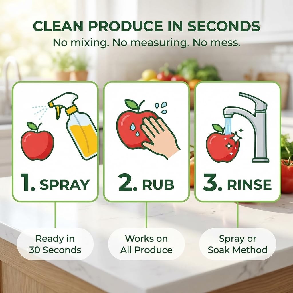 Fruit and Vegetable Wash – Veggie Wash Removes 99% of Dirt & Wax | Plant-Base…