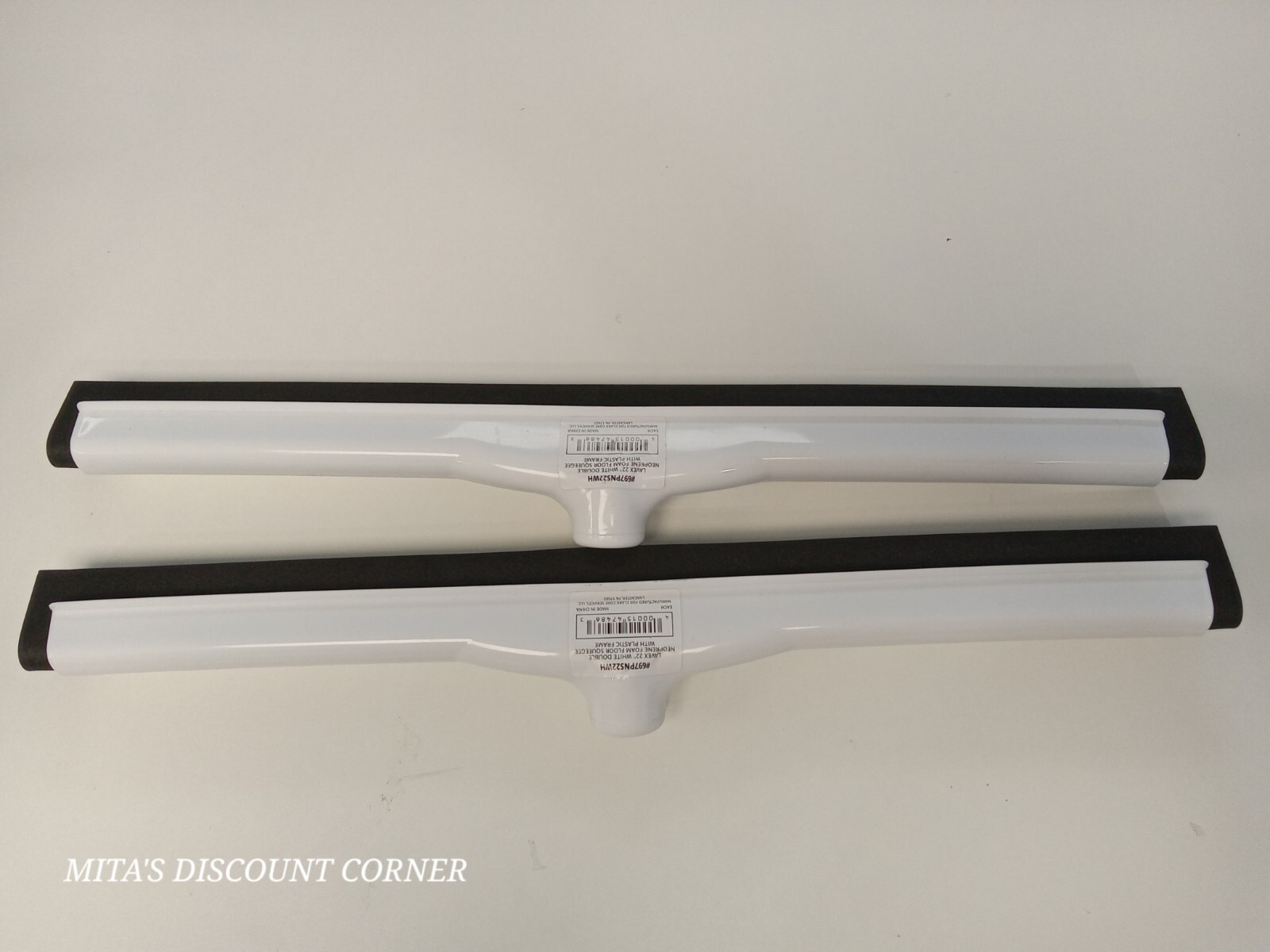 Lavex 22 ” Double Neoprene Foam Floor Squeegee (Handle Not Included) -2 PK