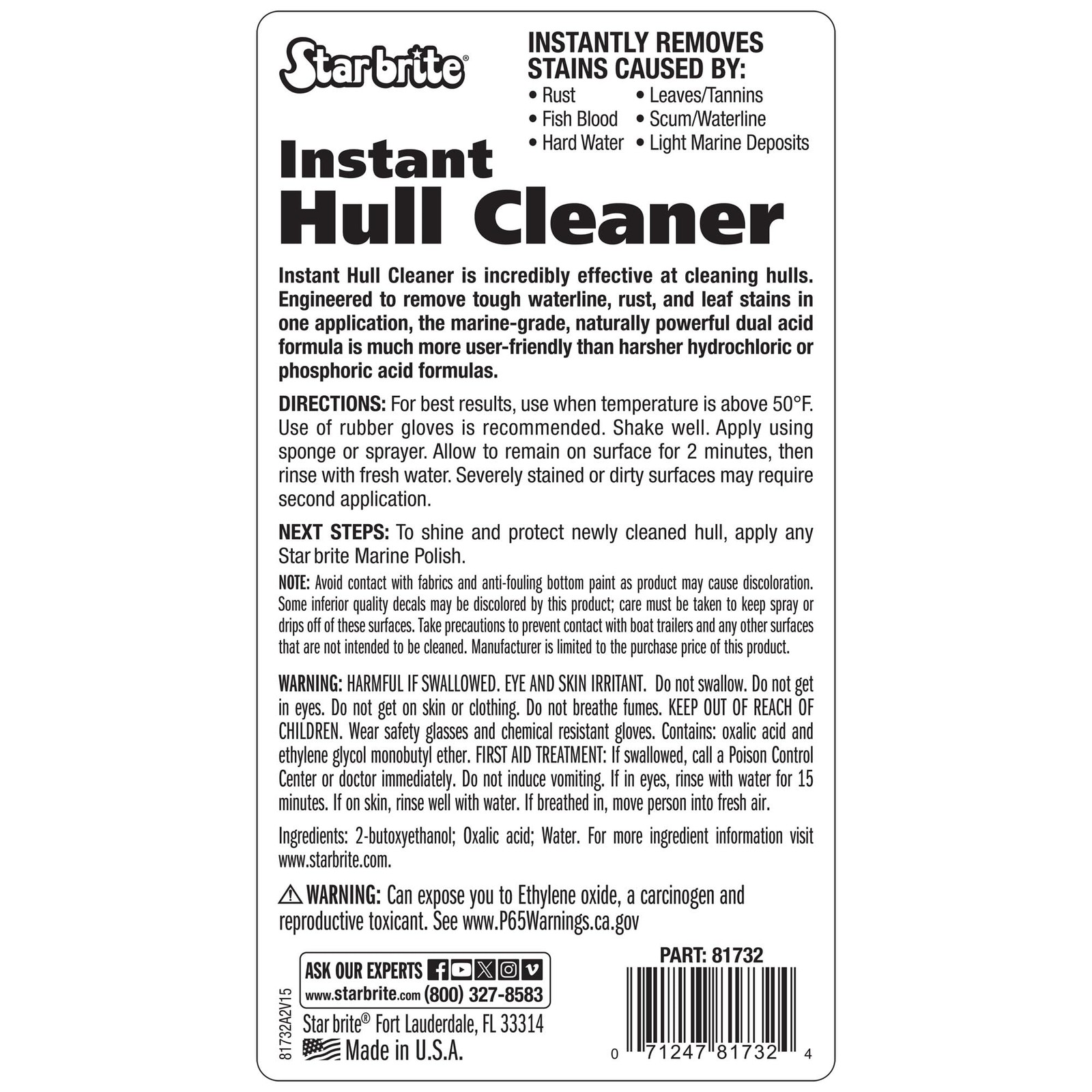 STAR BRITE Instant Hull Cleaner – Easily Remove Stains, Scum Lines & Grime…