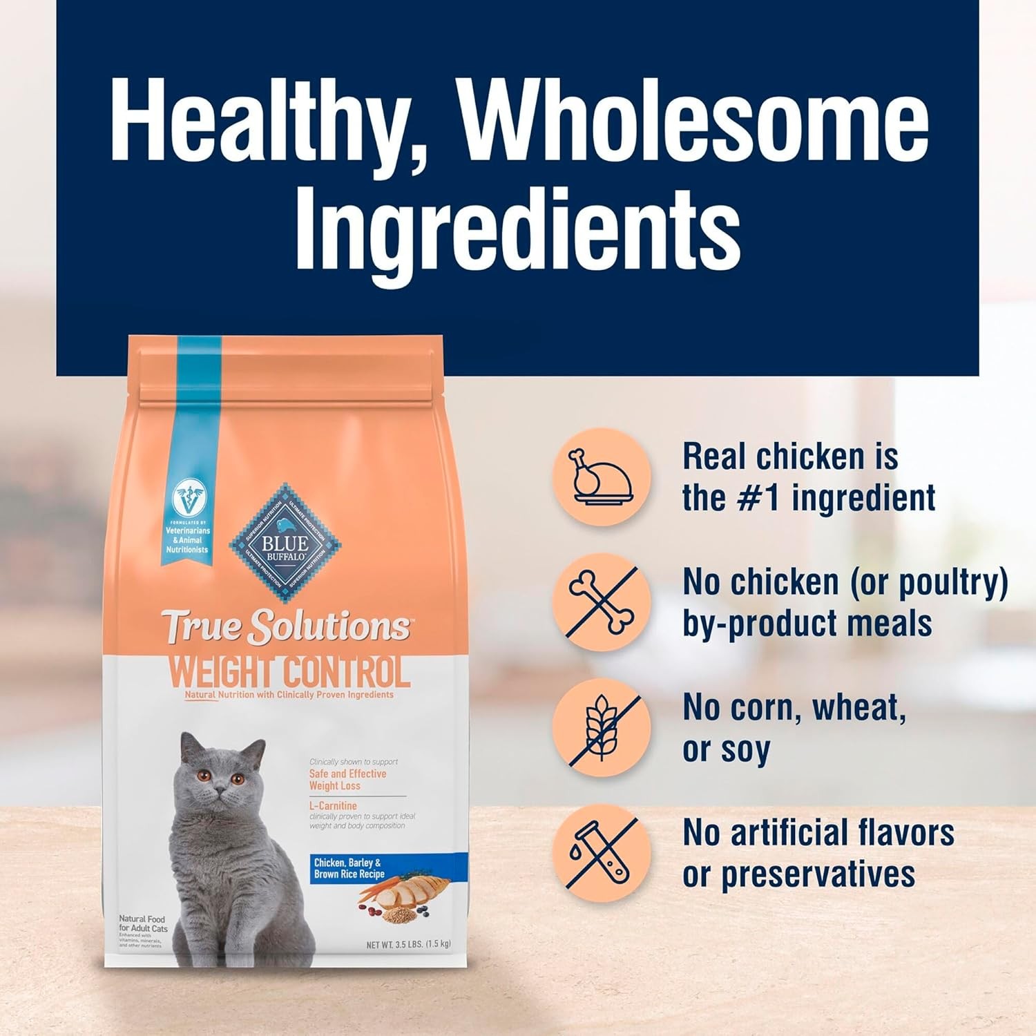 Blue Buffalo True Solutions Weight Control Natural Dry Cat Food for Adult Cats