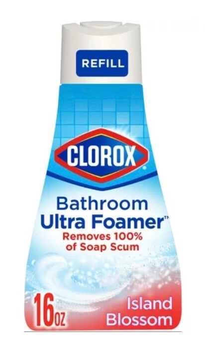 Clorox Bathroom Ultra Foamer Cleaner Spray Refill, Island Blossom, 16 Fl. Oz.