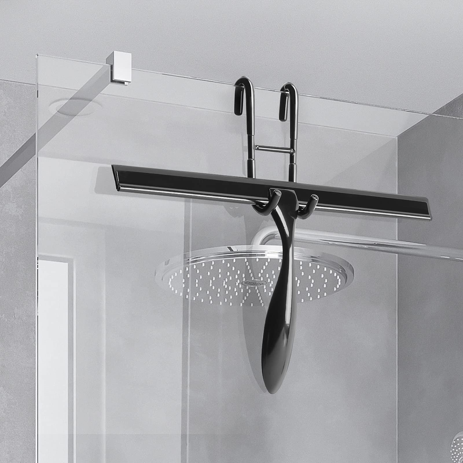 12″ Shower Squeegee Set with Hooks – Ideal for Glass Doors, Mirrors & Windows