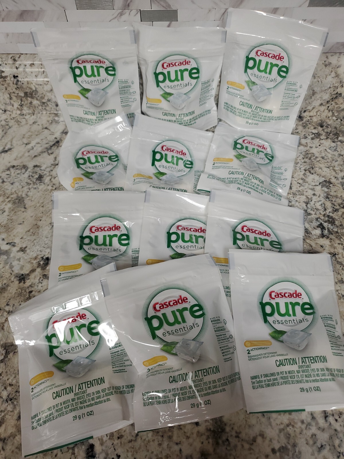 CASCADE-PURE ESSENTIALS-DISHWASHER PODS-2 PER PACK-LOT OF 12 PACKS=24 PODS-NEW!!