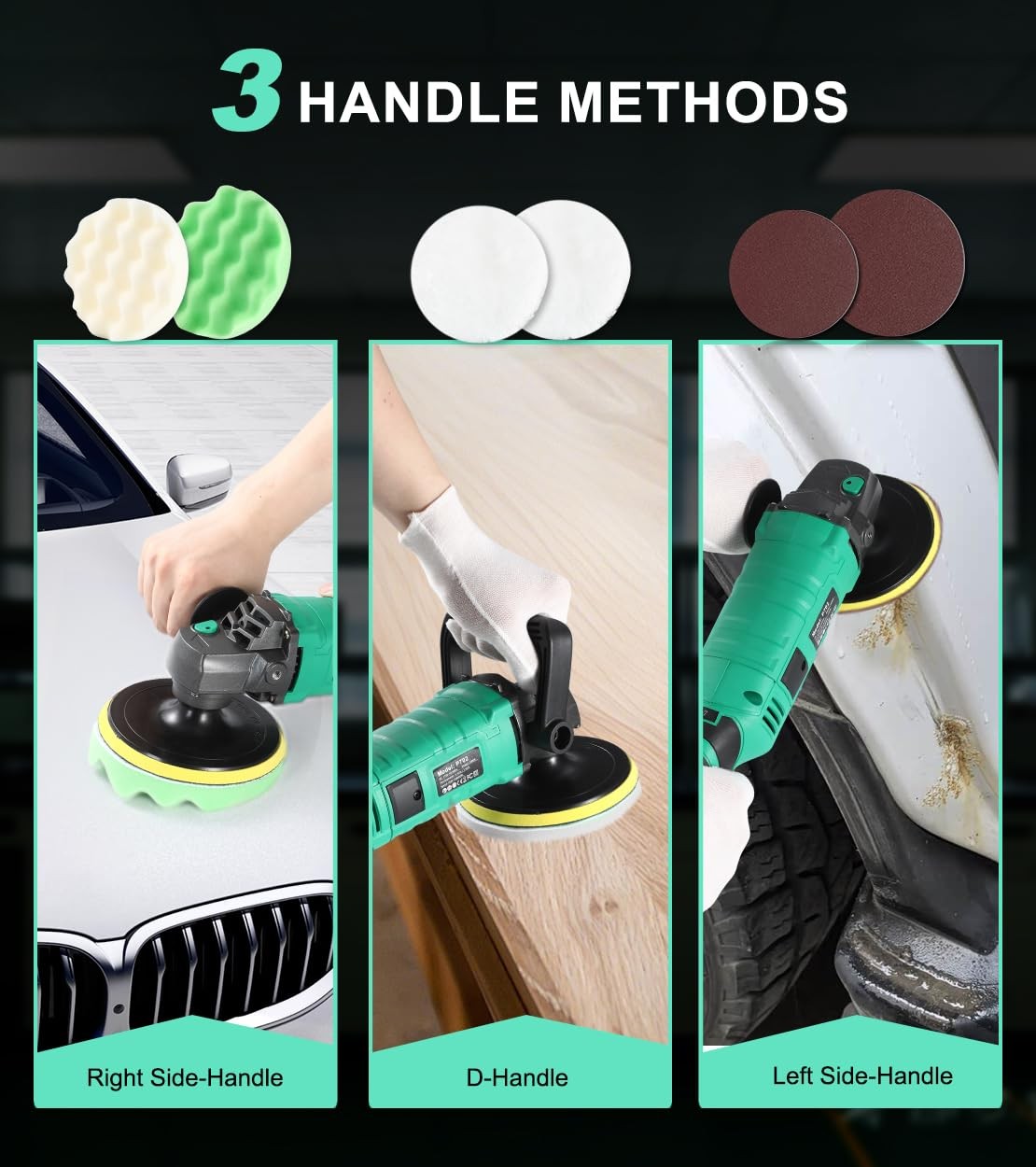 Car Buffer Polisher 1600W 7 Inch Variable Speed Waxing Detailing M14 Corded