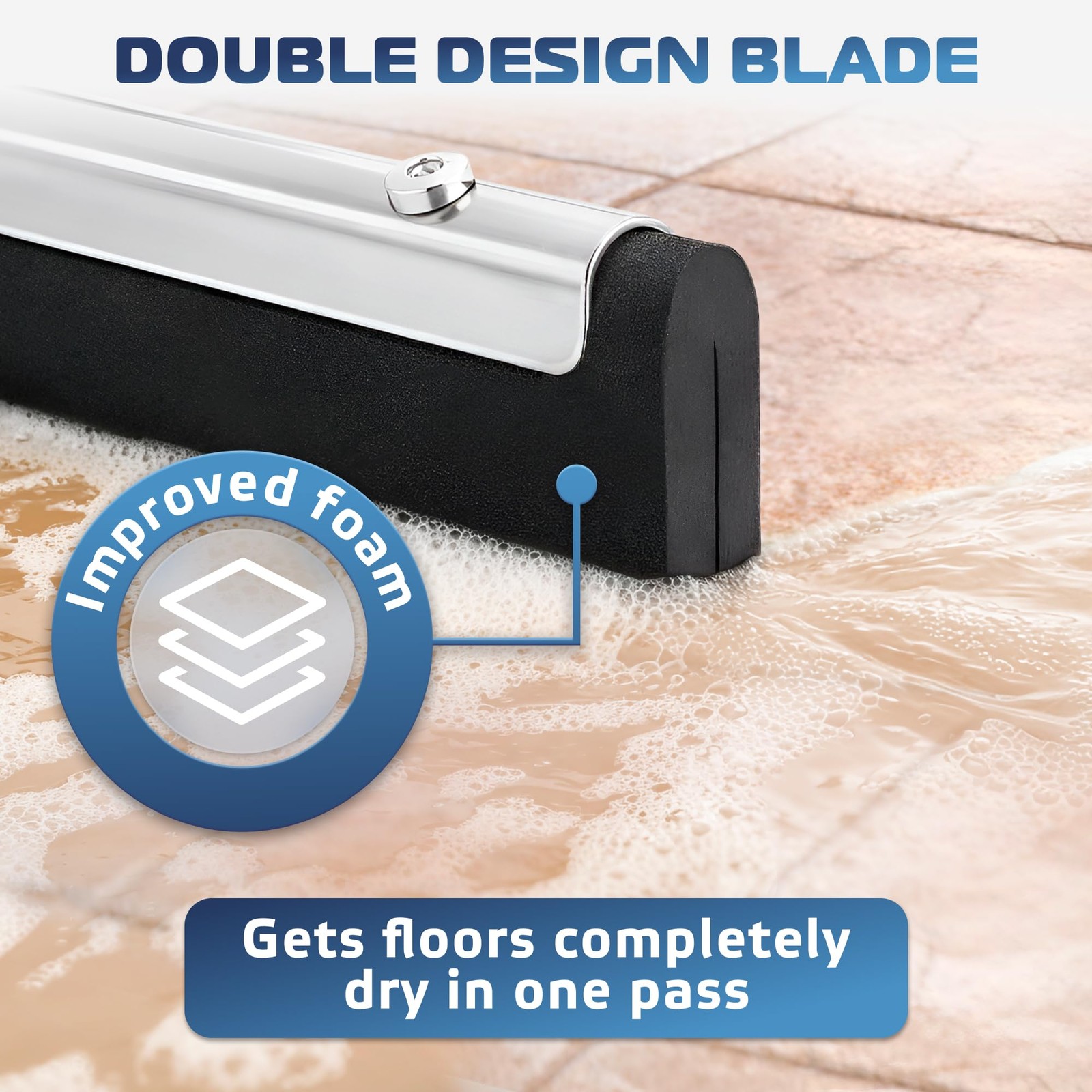 Floor Squeegee 18 Inch Double Foam Blade Heavy Duty For Tiles Concrete Asphalt