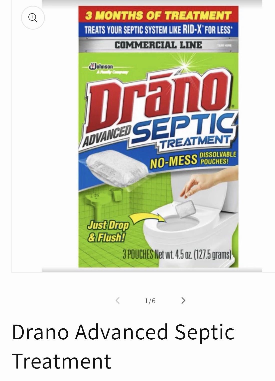Drano Advanced Septic Treatment Dissolvable Pouches 3 Pack 4.5 oz 127.5g