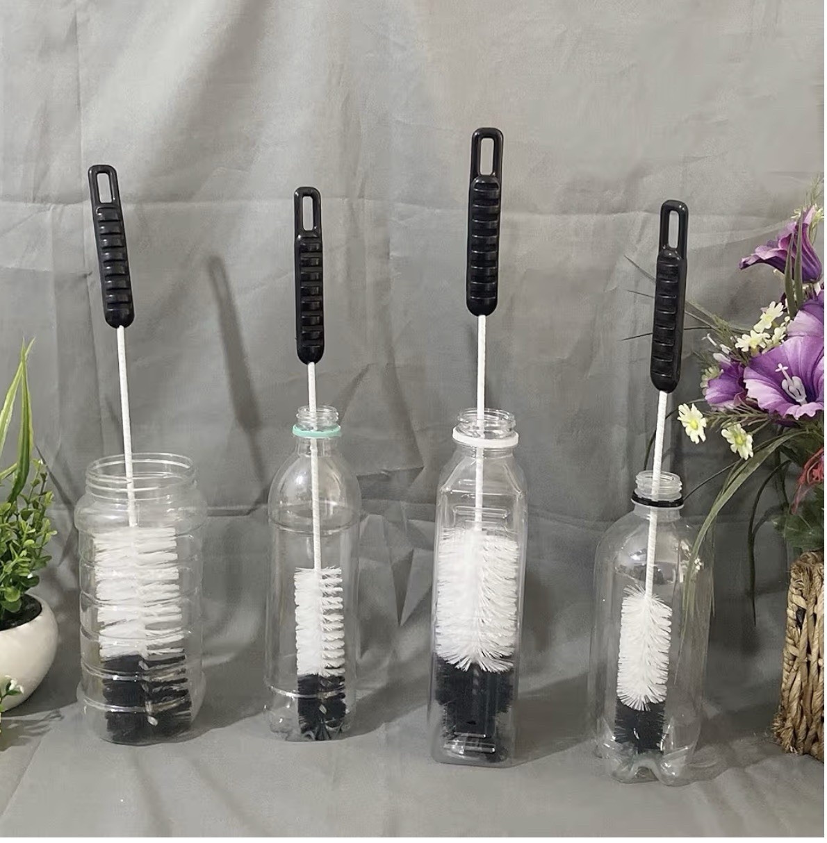 Coralpearl Bottle Brushes Thin Long Handle X 4, Utility Skinny Wire Cleaner Set