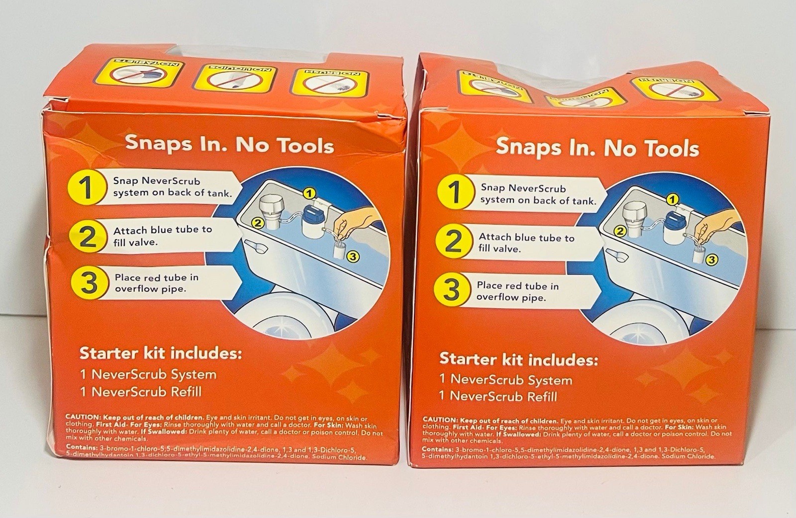 NeverScrub Self Cleaning Toilet System Starter Kit 2 Pack NEW