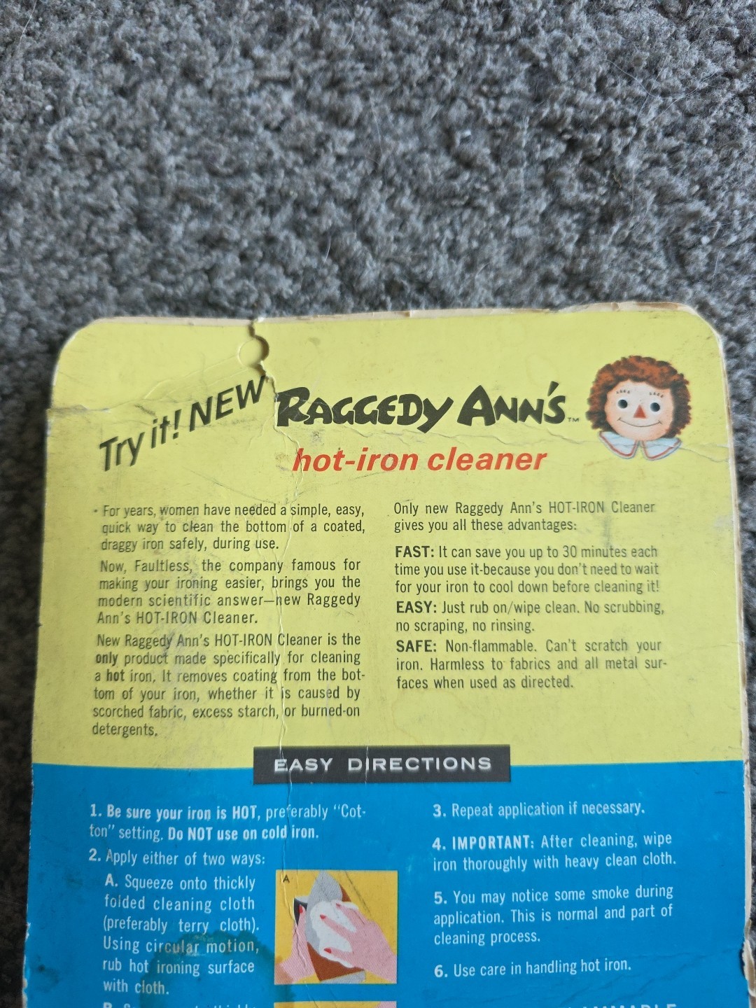 Raggedty Ann Hot Iron Cleaner Vintage Sealed 1968 Package NEW Advertising