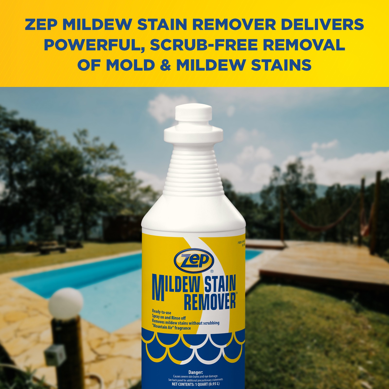 Zep Mildew Stain Remover 1 Quart 147201 (Case of 12) Fresh Scent-This Product is