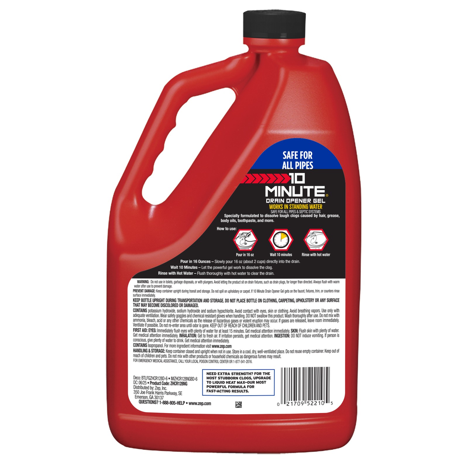 Zep 10 Minute Drain Opener Gel 1 Gallon (Case of 4) ZHCR128NG – Commercial