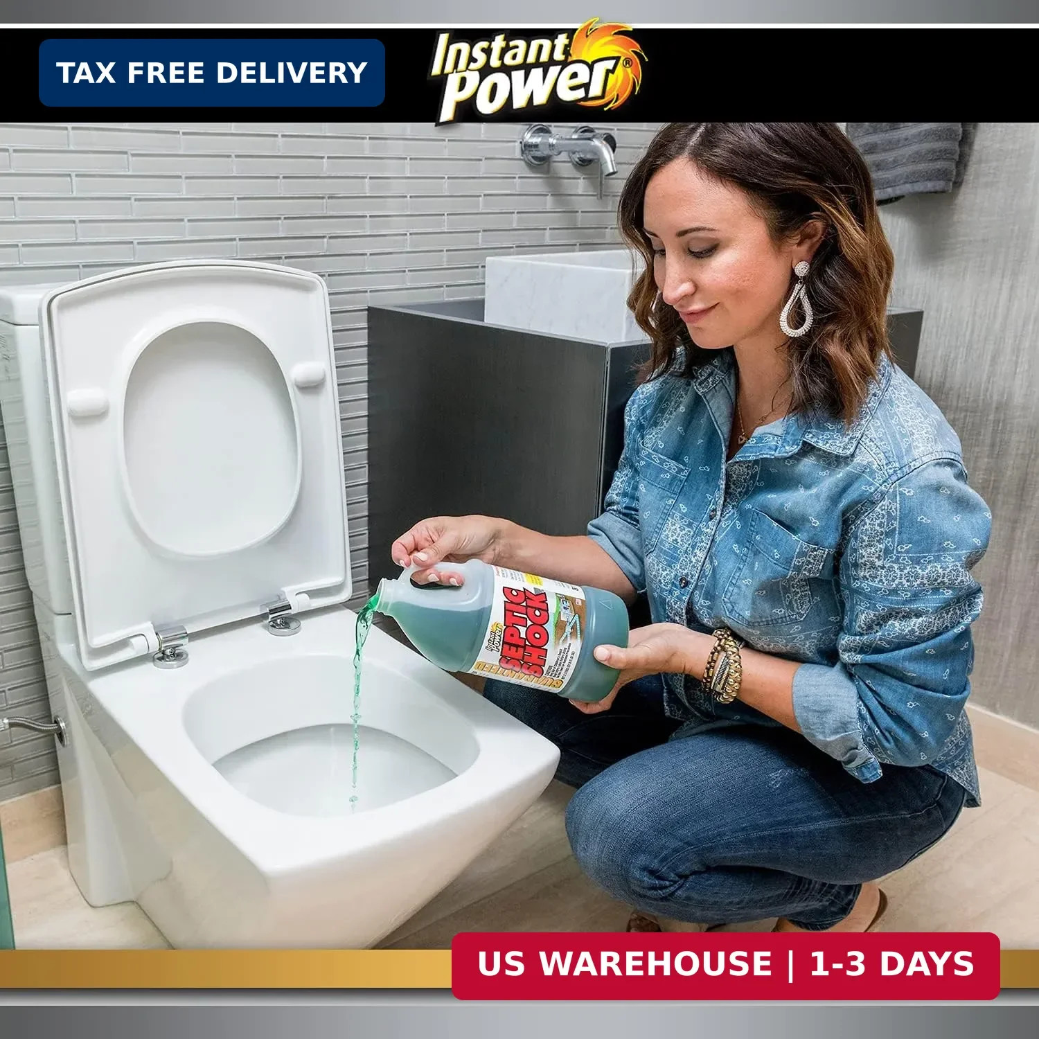 Instant Power Septic Shock – Septic Tank Treatment, Drain Cleaner Liquid Clog US