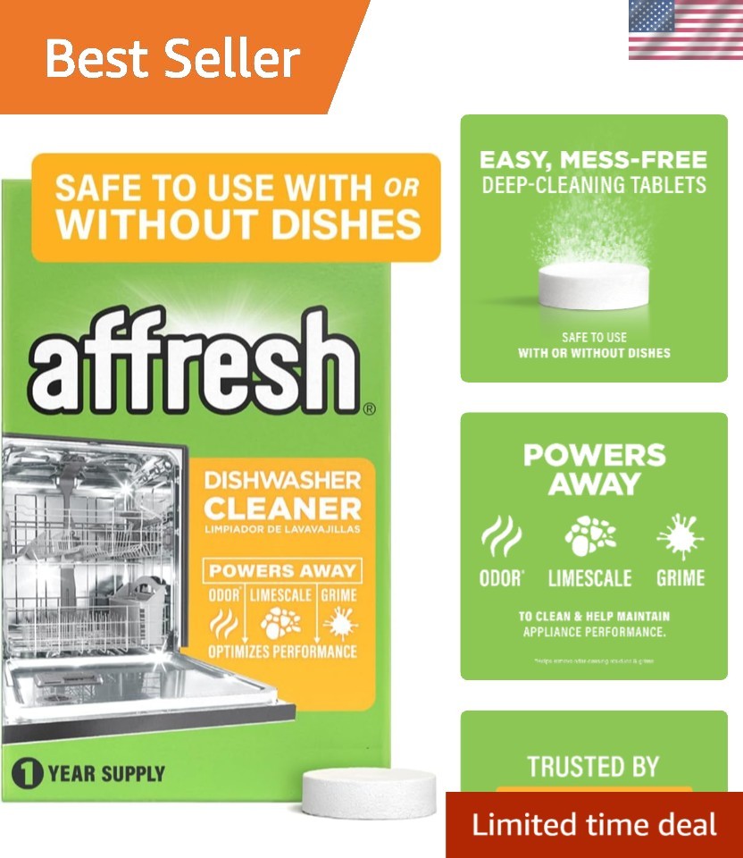 Dishwasher Cleaner, Helps Power Away Odor Causing Bacteria, Limescale, Minera…
