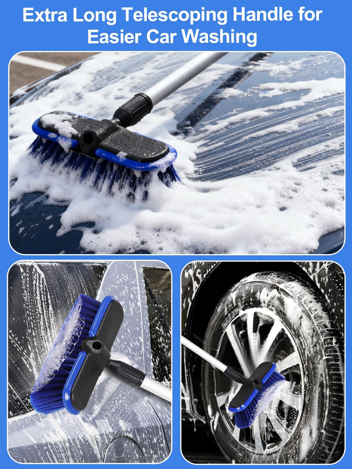 62Inch Car Wash Brush with Long Handle Auto Car RV Truck Exterior Washing