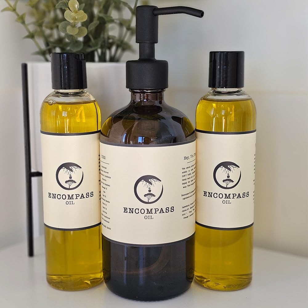 All Natural Encompass Oil, Body Oil, Hair Oil, Natural Skin Care, 16 oz (Glass
