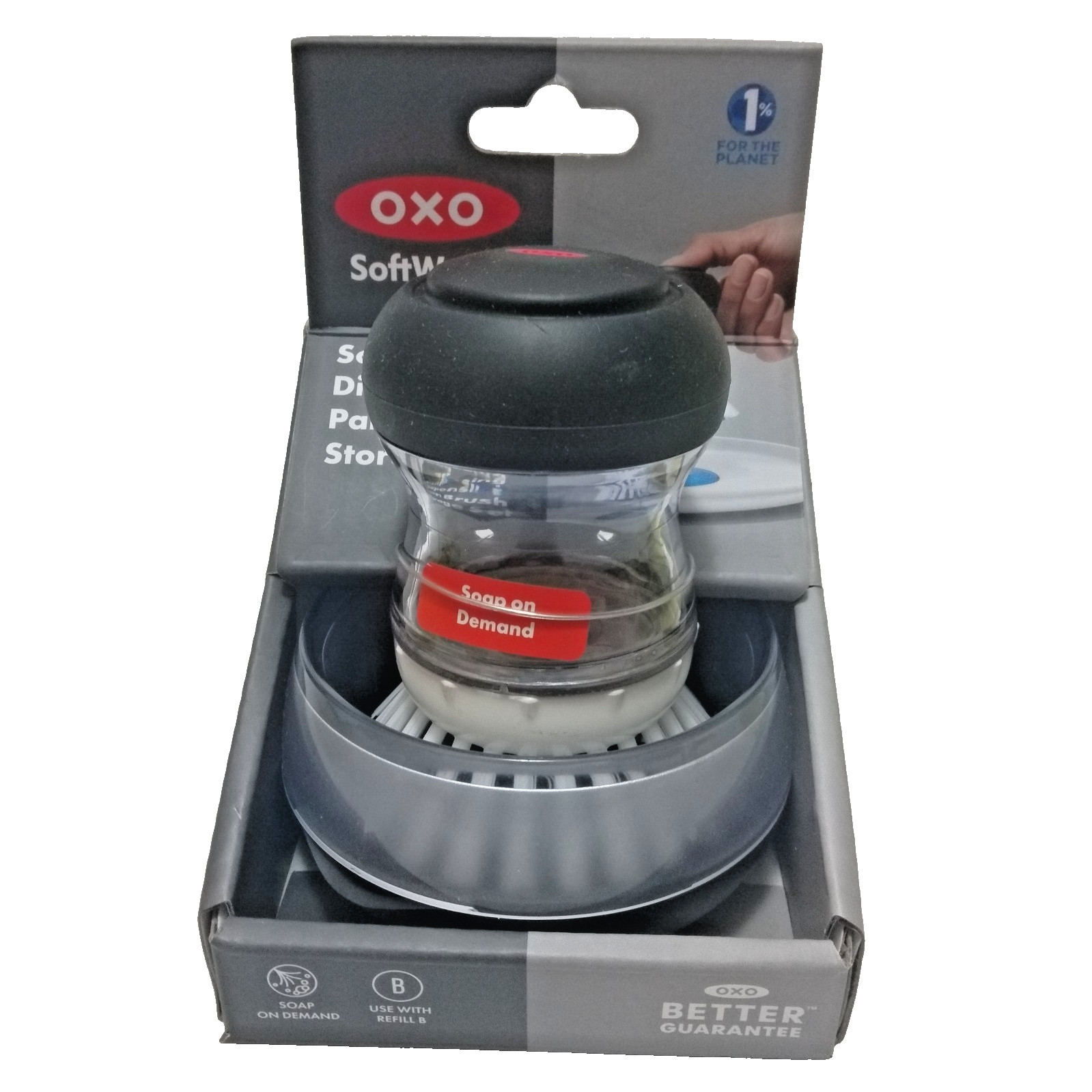 Oxo soap dispensing palm brush storage set and 16 Unbranded Scrub Sponges