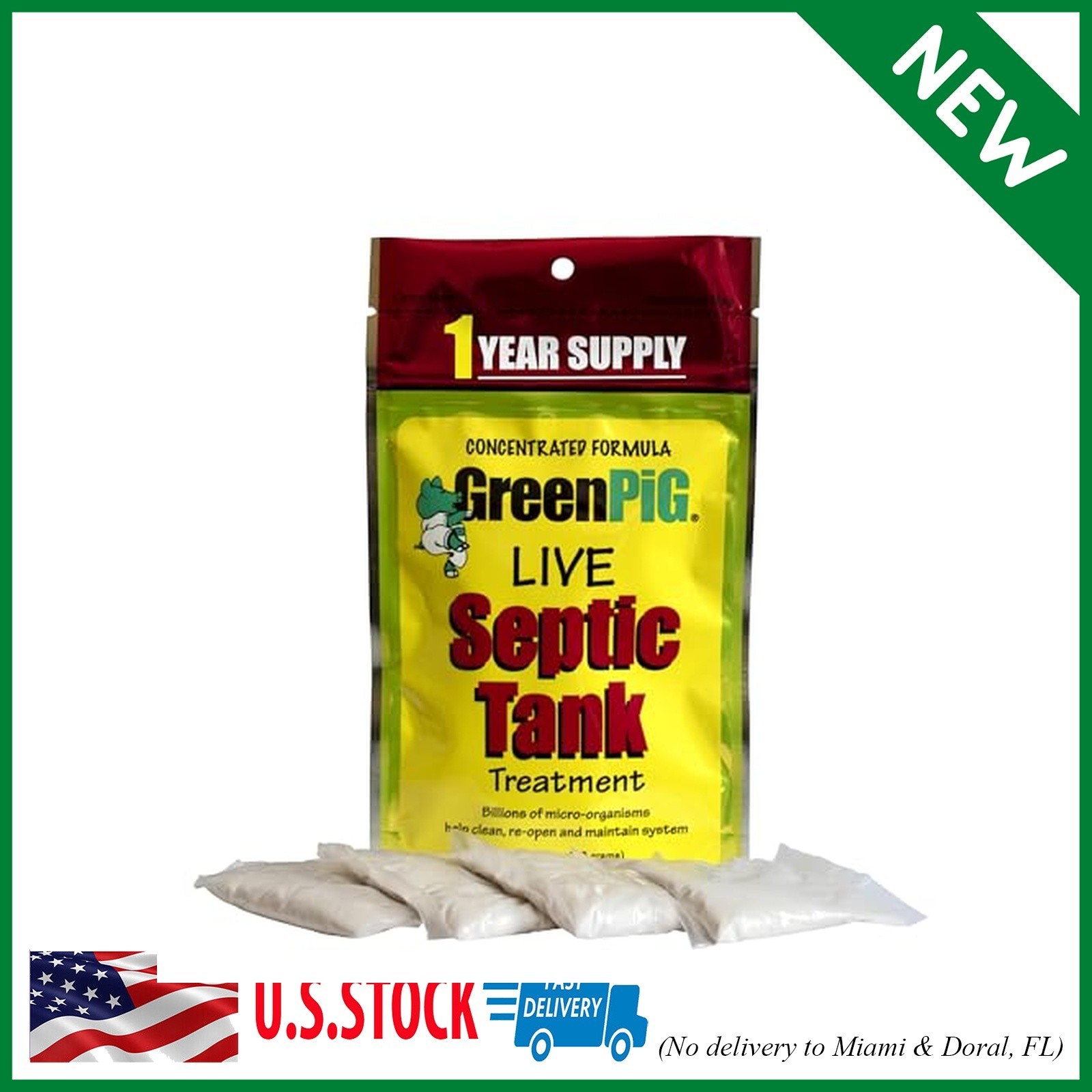 GREEN PIG Septic Tank Treatment Packets, Septic Safe Clog Remover, Prevents Expe