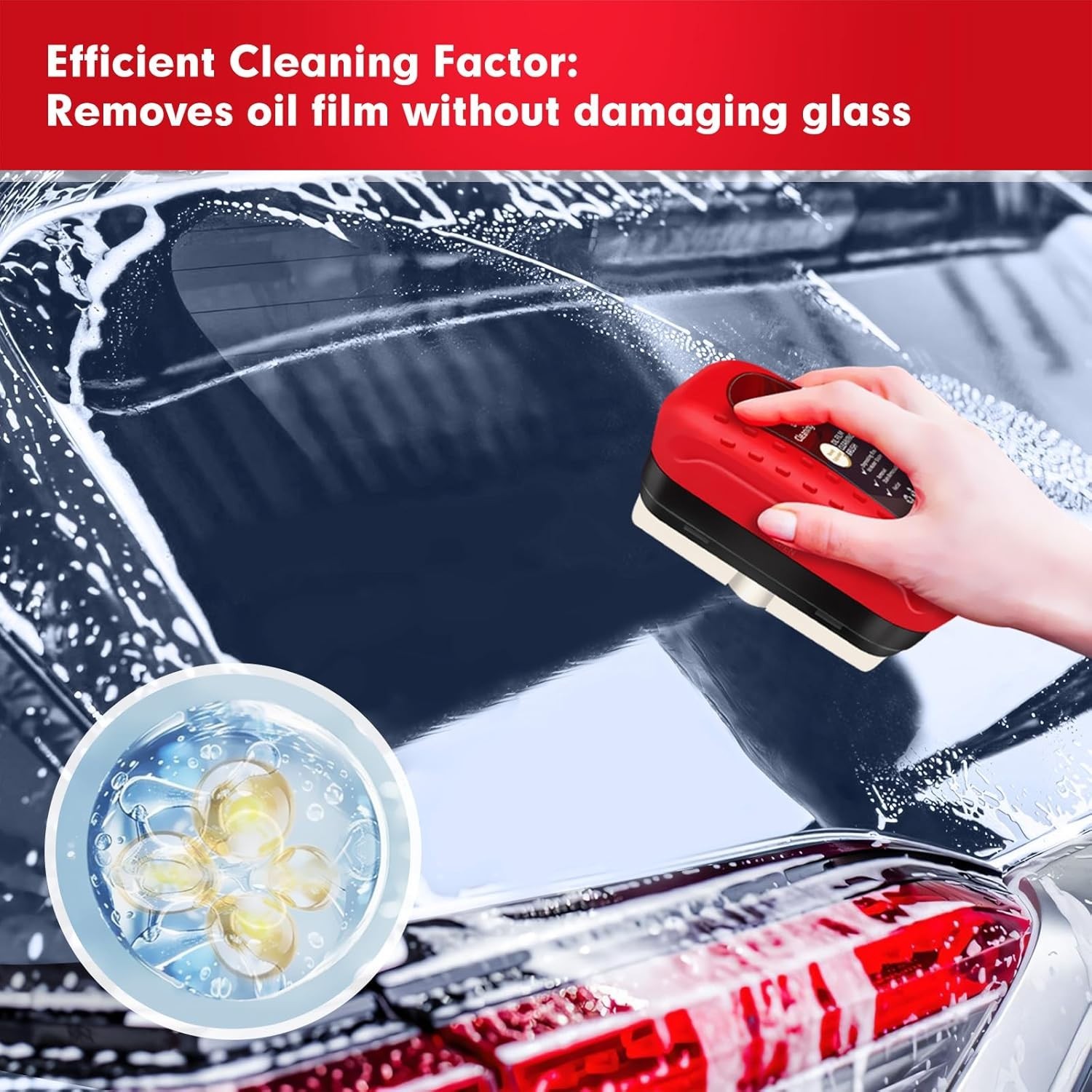Efficient Windshield Cleaner Brush – Red Oil Film Remover for Safe Driving 4.2oz