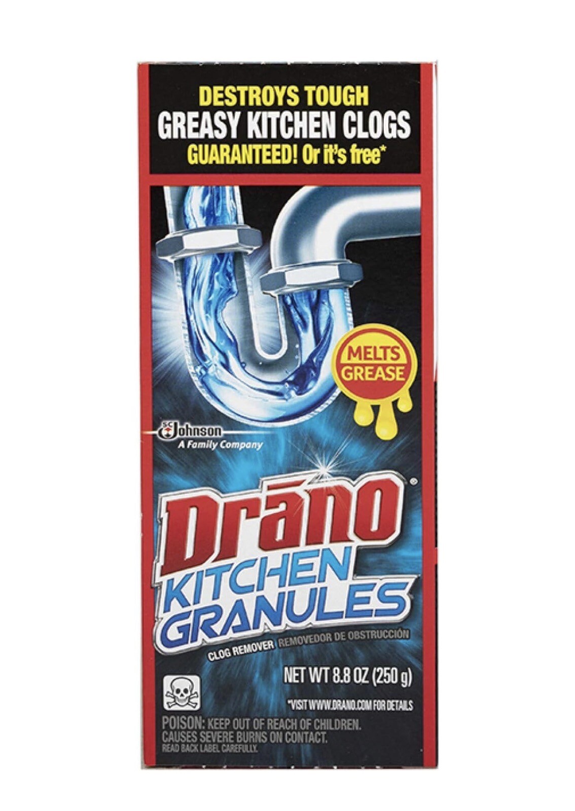 Drano Kitchen Granules Clog Remover 8.8 oz Melts Grease Tough On Clogs HTF New